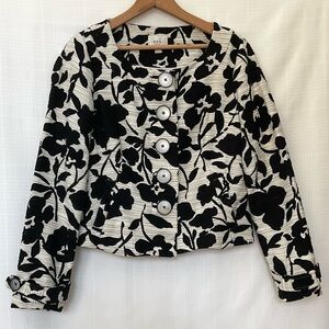 ECI Black and White Floral Blazer